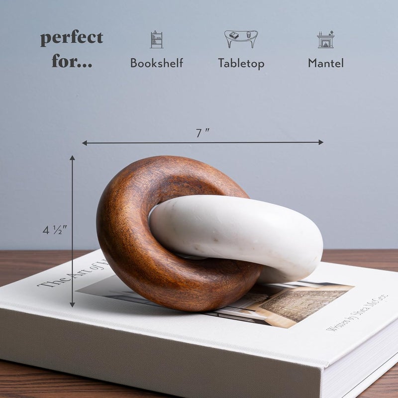 Cork & Mill Marble and Wood Knot Decor - Decorative Object for Shelves, Bookcase, Console, Mantel or Side Table - Entryway Decor Item - Coffee Table Centerpiece for Living Room - Handcrafted Accent - Image 2